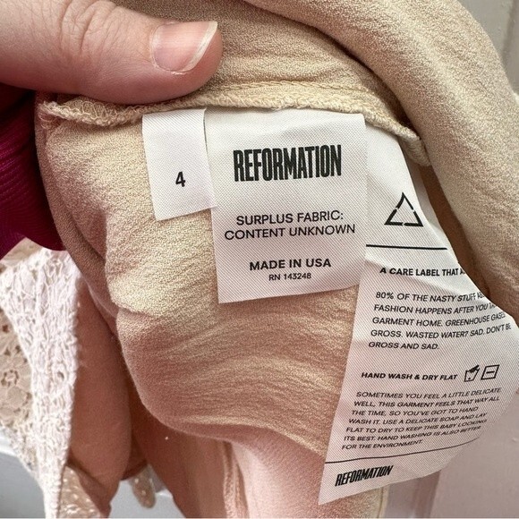 Reformation off white cream floral lace dress fully lined women's 4 - Picture 7 of 7